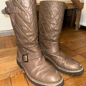 Chanel Quilted Brown Leather Boots